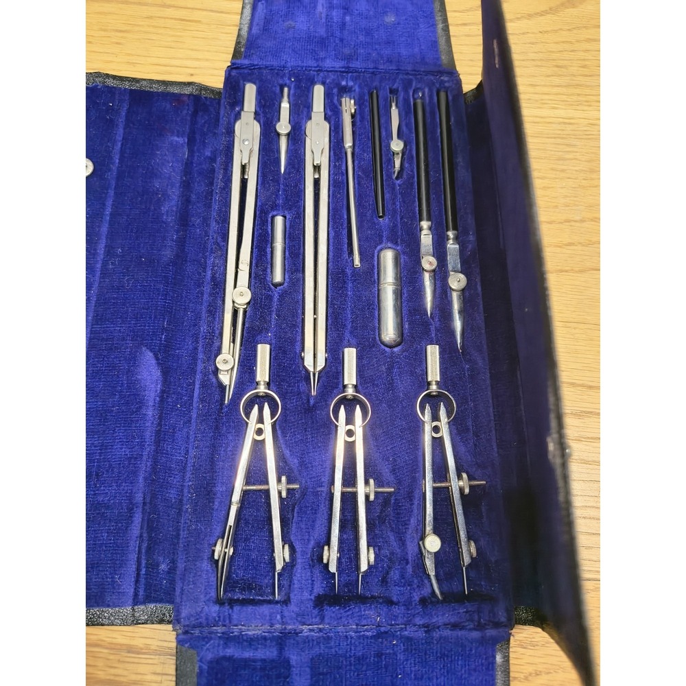 Vintage Bruning 1408 Drafting Set 13 Pieces